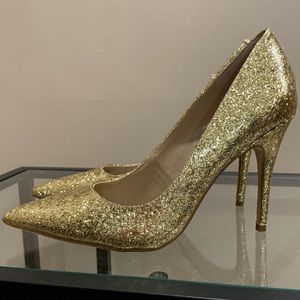 BCBGeneration sparkling gold heels
